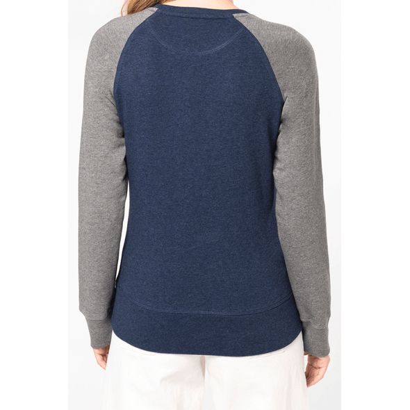 Kariban | Zweifarbiges Damen-Sweatshirt aus Bio-Baumwolle mit Rundhalsausschnitt und Raglanärmeln Kariban | Zweifarbiges Damen-Sweatshirt aus Bio-Baumwolle mit Rundhalsausschnitt und Raglanärmeln